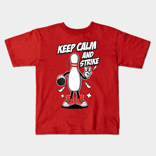 BOWLING CARTOON Kids T-Shirt by beanbeardy